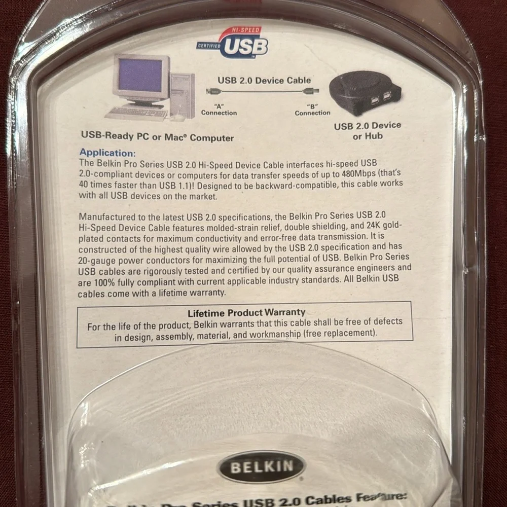 🔥🔥HOST PIC🔥🔥*Belkin USB2 hi speed cable NWT